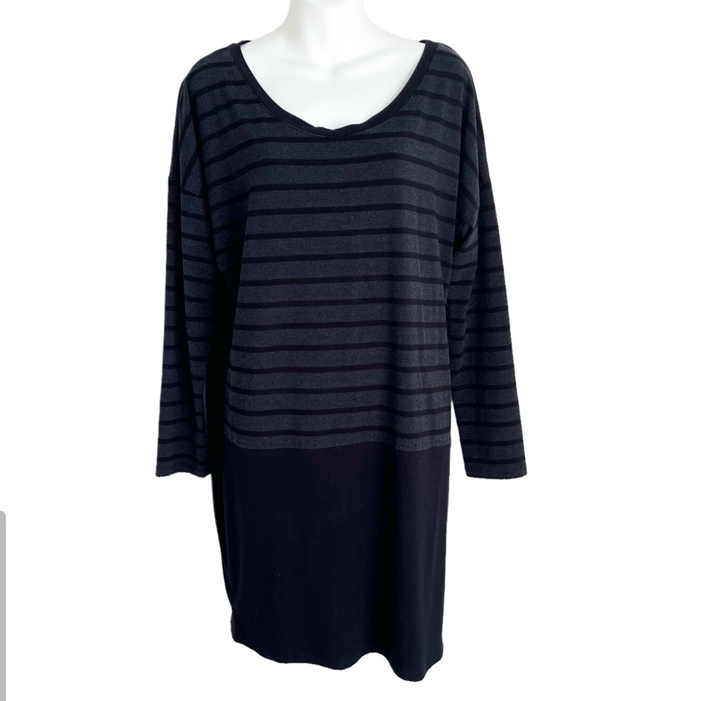 Miik triped Black & Grey Dress - Classic Long Sleeve Tunic